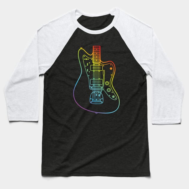 Offset Style Electric Guitar Body Colorful Outline Baseball T-Shirt by nightsworthy